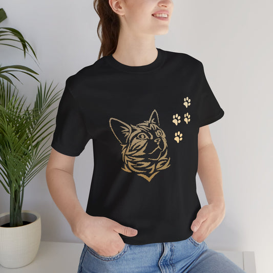 Cat with Paw Print Design T-shirt
