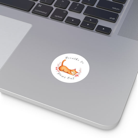 Breathe In Paws Out Orange Cat Round Stickers - ' Indoor/Outdoor Décor