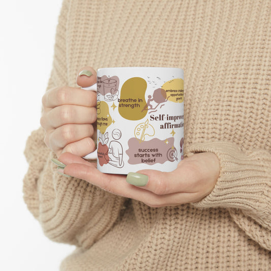 Self-Improvement Affirmations Ceramic Mug | Positive Quotes Coffee Cup | Inspirational Drinkware