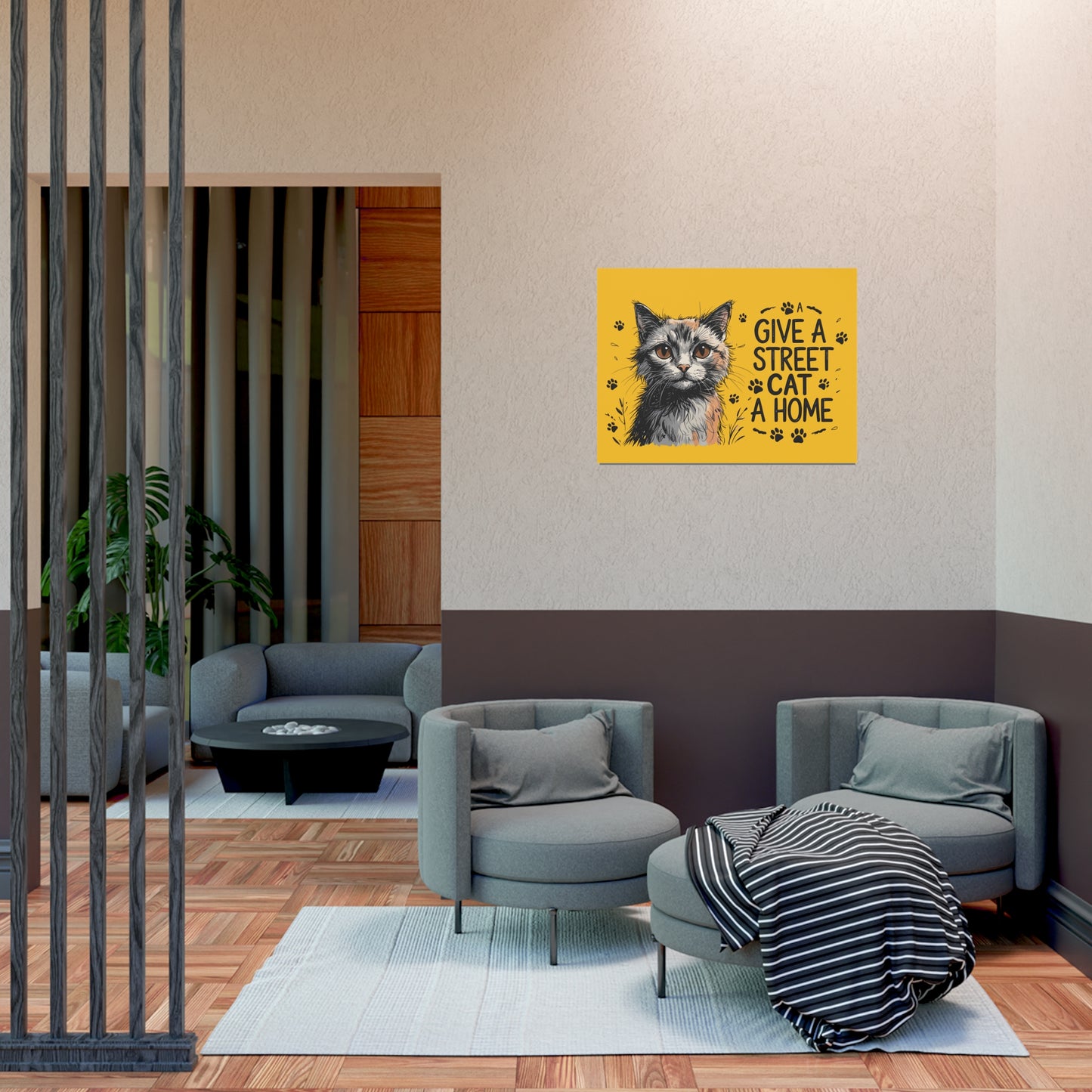 Give a Street Cat a Home Poster | Heartwarming Animal Rescue Wall Art for Cat Lovers & Pet Adoption Advocates"