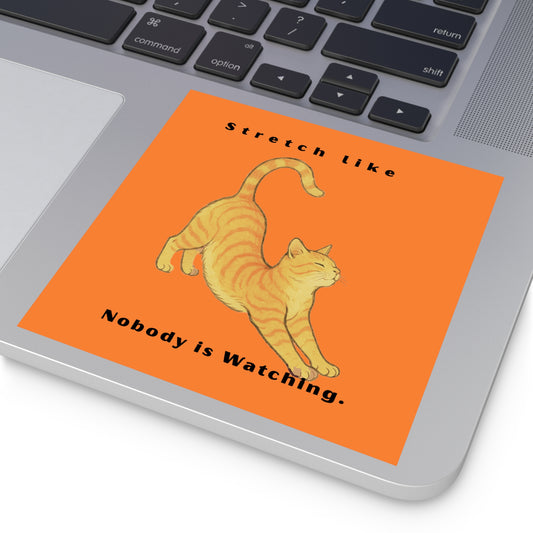 Cat Stretch Square Stickers - Fun Indoor/Outdoor Decals with Motivational Quote