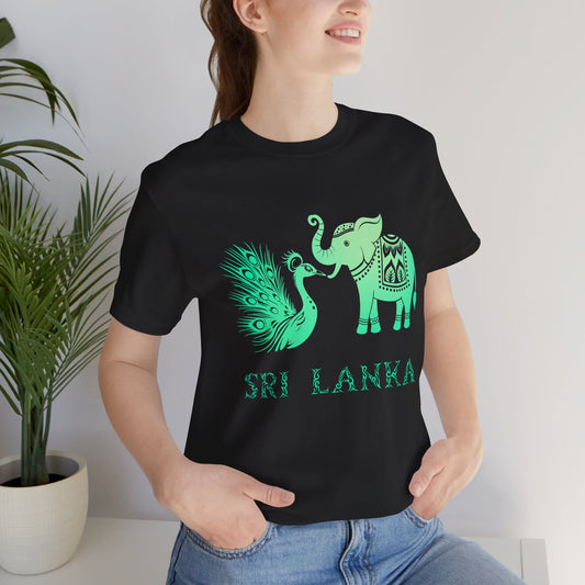 Sri Lanka Elephant & Peacock Graphic T-shirt