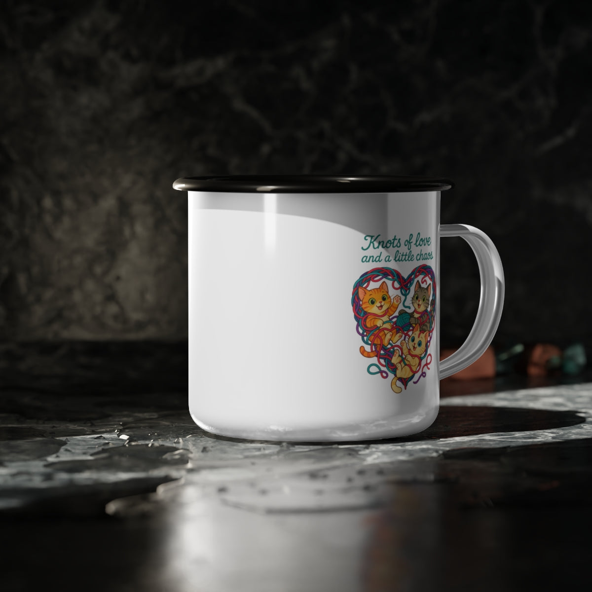 Knots of Love Kitten Enamel Mug