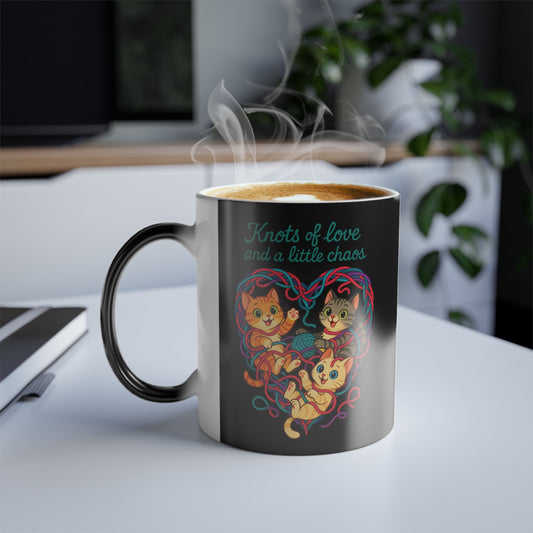 Knots of Love Kitty Color Morphing Mug - Magical Heat-Activated Coffee Cup