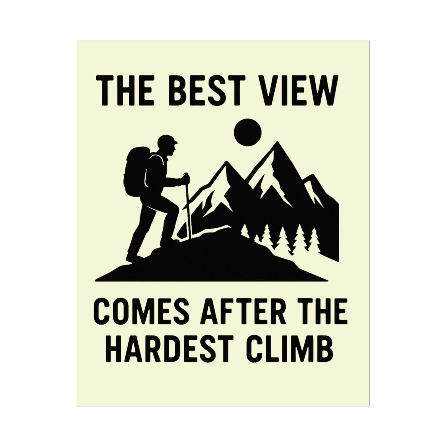The Best View Comes After the Hardest Climb Poster | Inspirational Mountain Hiking Wall Art for Adventurers & Nature Lovers