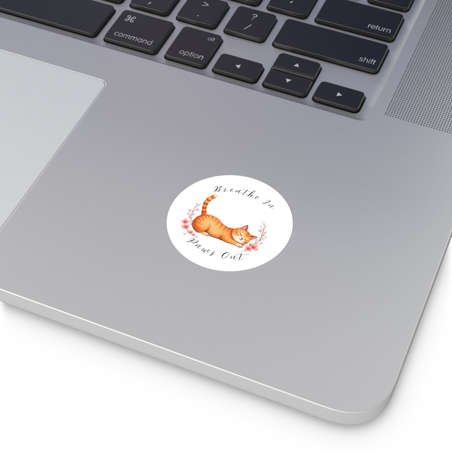 Breathe In Paws Out Orange Cat Round Stickers - ' Indoor/Outdoor Décor