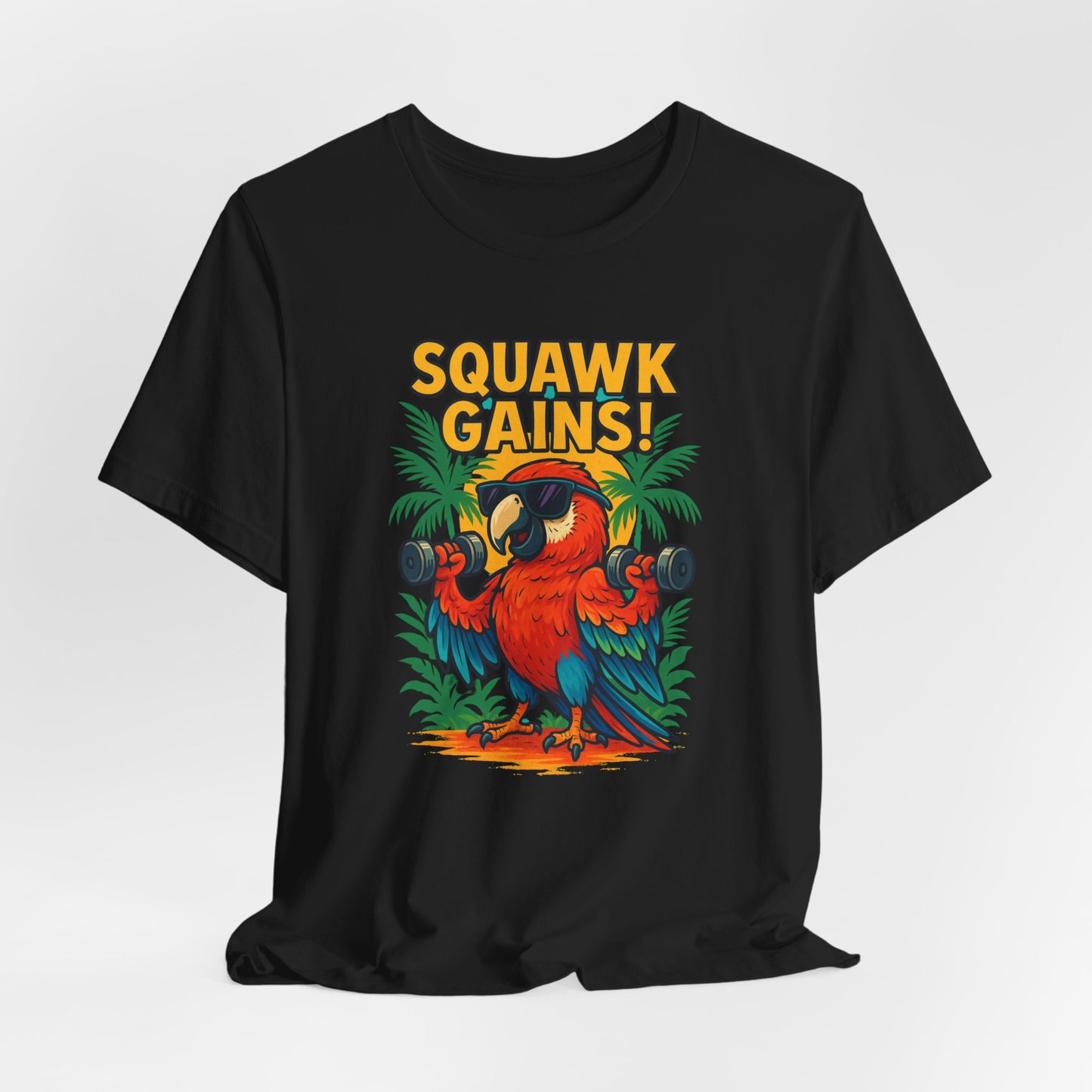 Squawk Gains Fitness Parrot T-shirt
