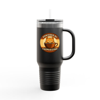 Powered by Catpuccino Cat-Themed Insulated 40oz Travel Mug