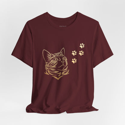 Cat with Paw Print Design T-shirt