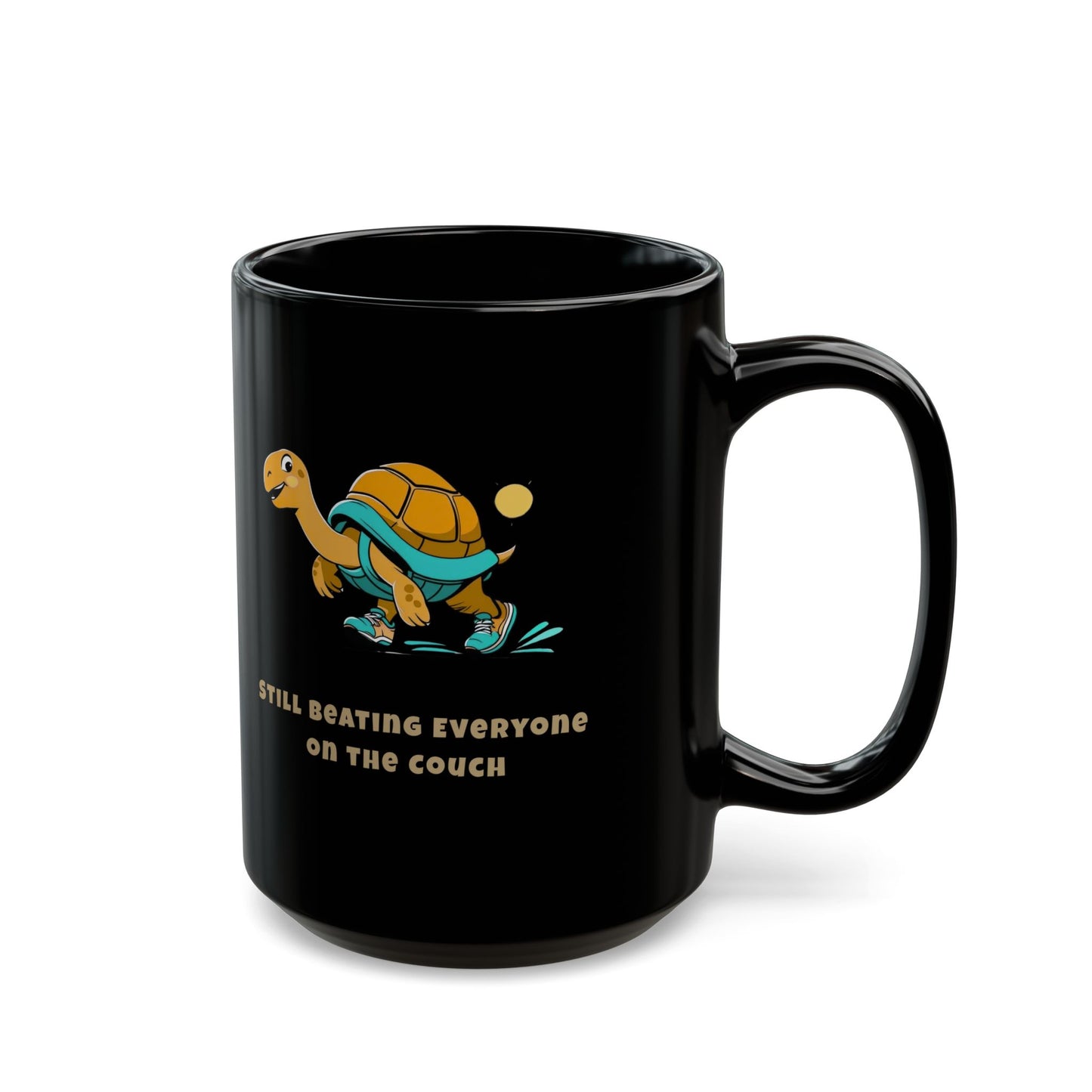 Still Beating Everyone on the Couch Funny Turtle Black Mug