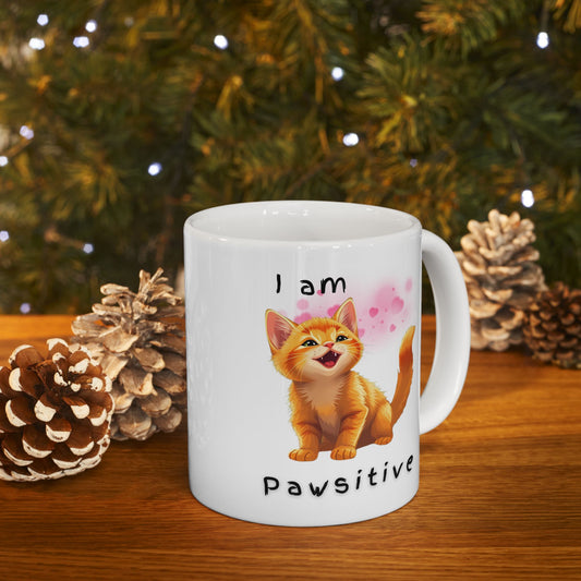 I am Pawsitive Cat Coffee Mug