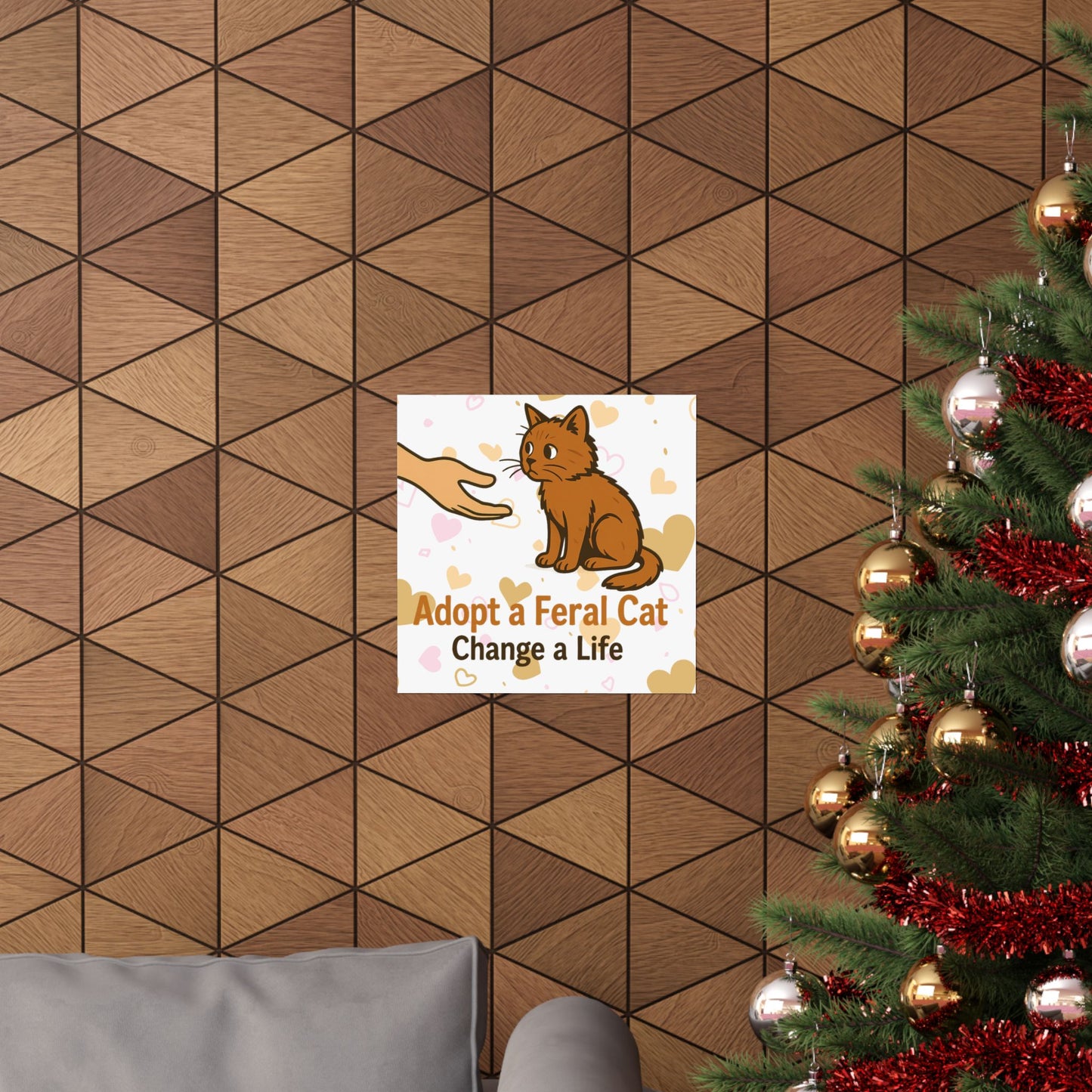 Adopt a Feral Cat Poster, Pet Adoption Art, Cat Lover Gift, Animal Rescue Decor, Inspirational Wall Art