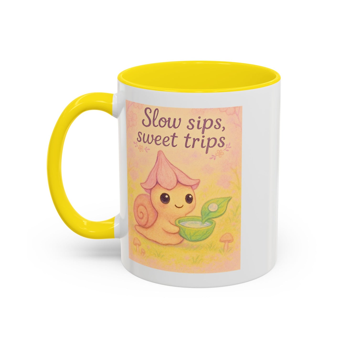 Cute Snail "Slow Sips, Sweet Trips" Accent Coffee Mug - - Perfect Gift for Nature Lovers & Coffee Enthusiasts