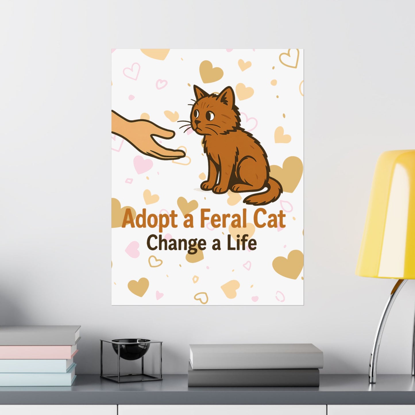 Adopt a Feral Cat Poster, Pet Adoption Art, Cat Lover Gift, Animal Rescue Decor, Inspirational Wall Art