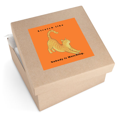 Cat Stretch Square Stickers - Fun Indoor/Outdoor Decals with Motivational Quote