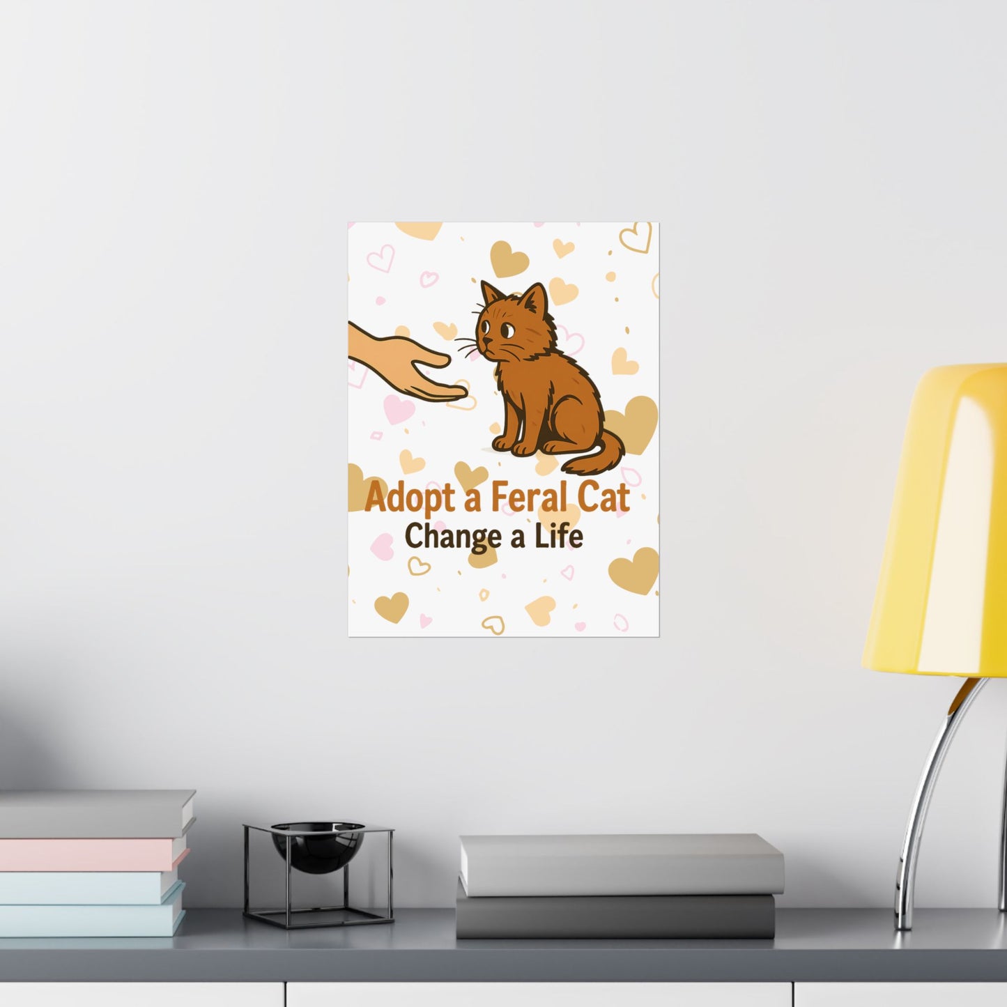 Adopt a Feral Cat Poster, Pet Adoption Art, Cat Lover Gift, Animal Rescue Decor, Inspirational Wall Art