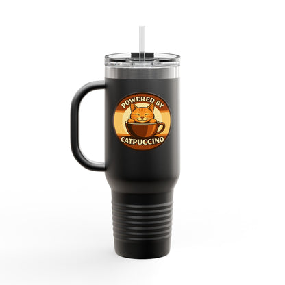Powered by Catpuccino Cat-Themed Insulated 40oz Travel Mug