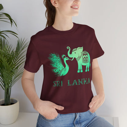 Sri Lanka Elephant & Peacock Graphic T-shirt