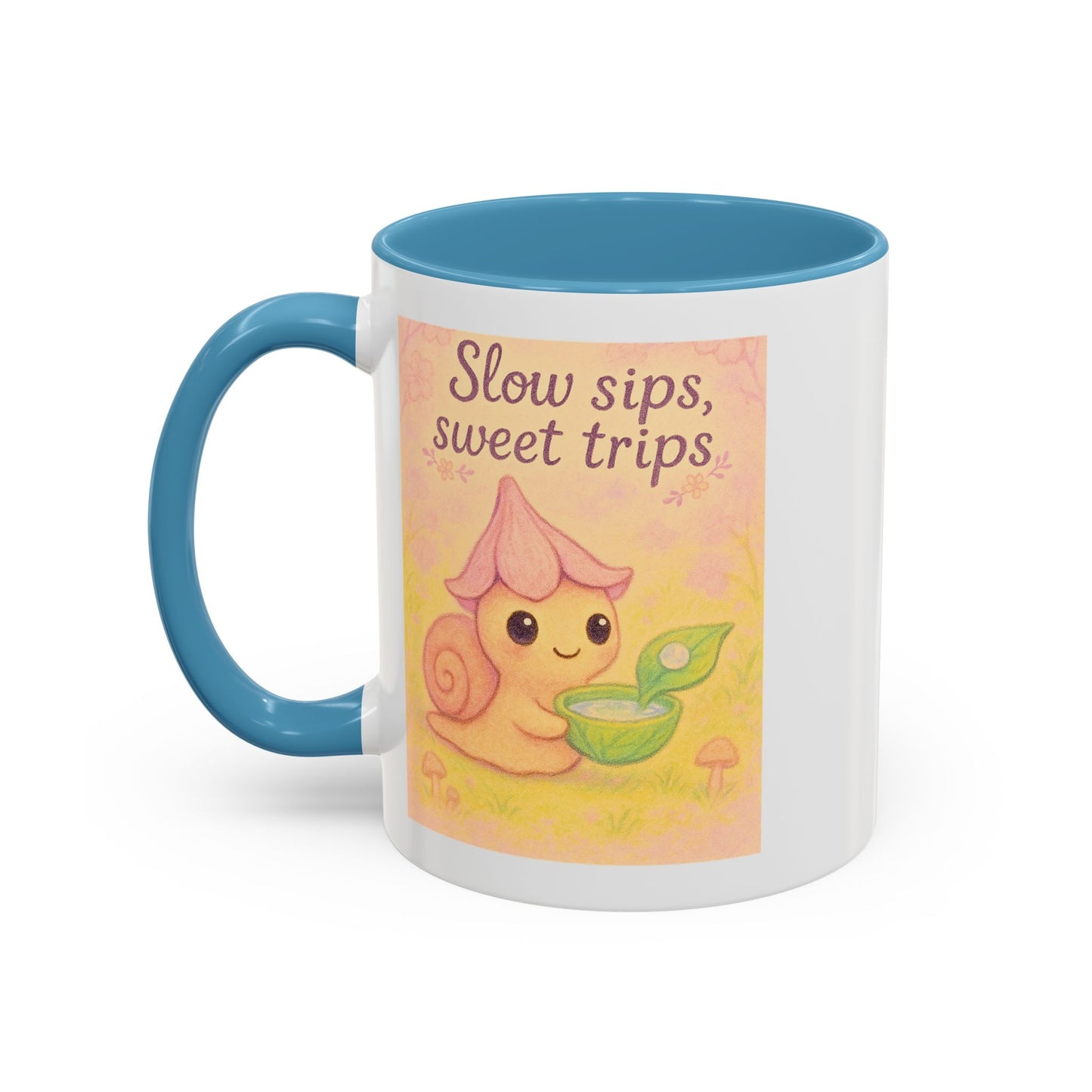 Cute Snail "Slow Sips, Sweet Trips" Accent Coffee Mug - - Perfect Gift for Nature Lovers & Coffee Enthusiasts