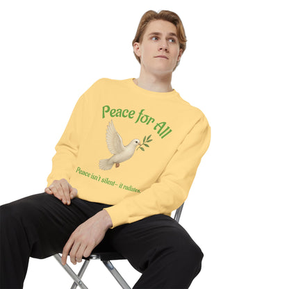 Peace for All Dove Sweatshirt | Inspirational Quote Pullover Promoting Kindness & Unity