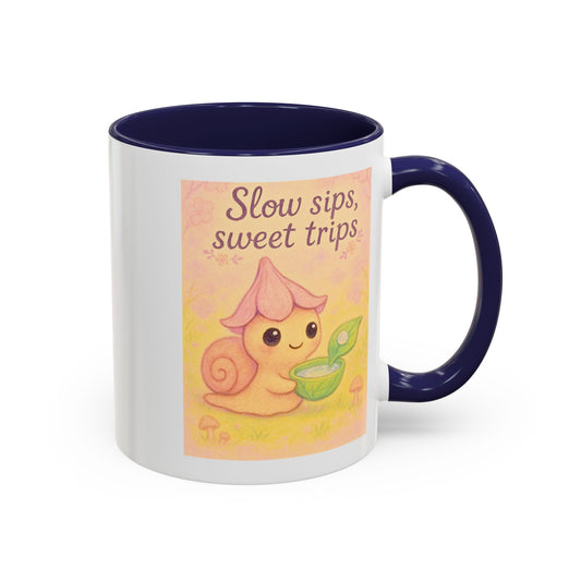 Cute Snail "Slow Sips, Sweet Trips" Accent Coffee Mug - - Perfect Gift for Nature Lovers & Coffee Enthusiasts