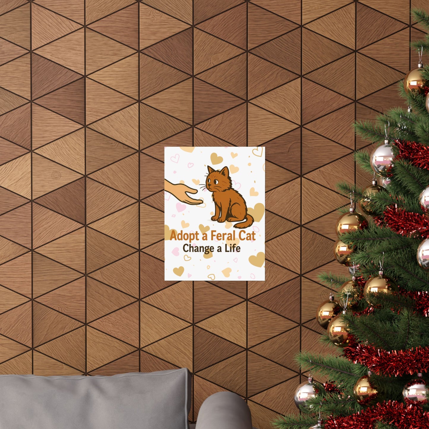 Adopt a Feral Cat Poster, Pet Adoption Art, Cat Lover Gift, Animal Rescue Decor, Inspirational Wall Art