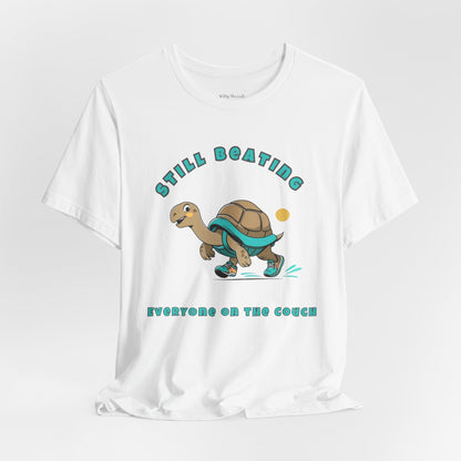 Still Beating Everyone on the Couch- Runner's Playful Turtle T-shirt