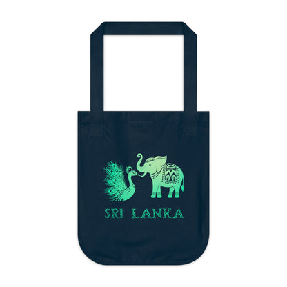 Sri Lanka Elephant and Peacock Organic Canvas Tote Bag, Eco-Friendly Shopper, Gift for Travelers, Beach Bag, Reusable Grocery Tote