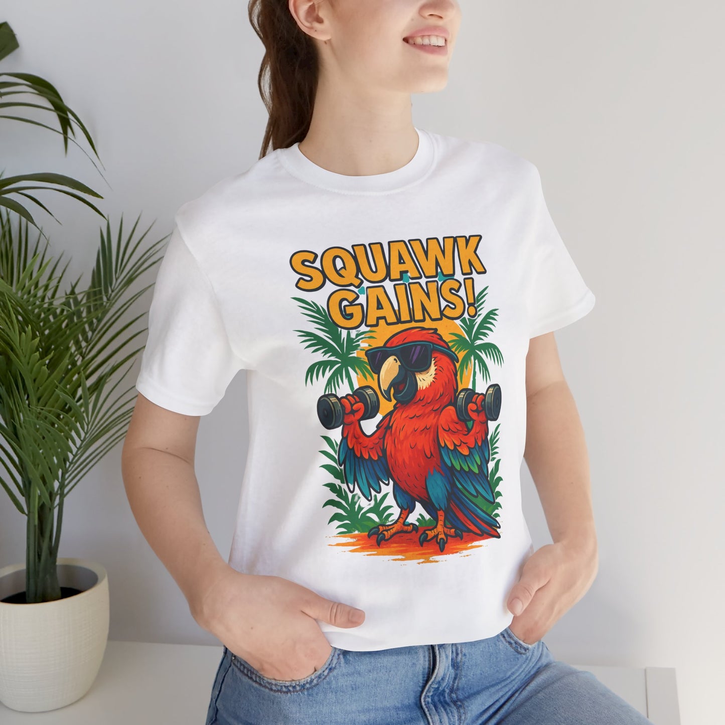Squawk Gains Fitness Parrot T-shirt