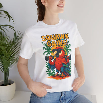 Squawk Gains Fitness Parrot T-shirt