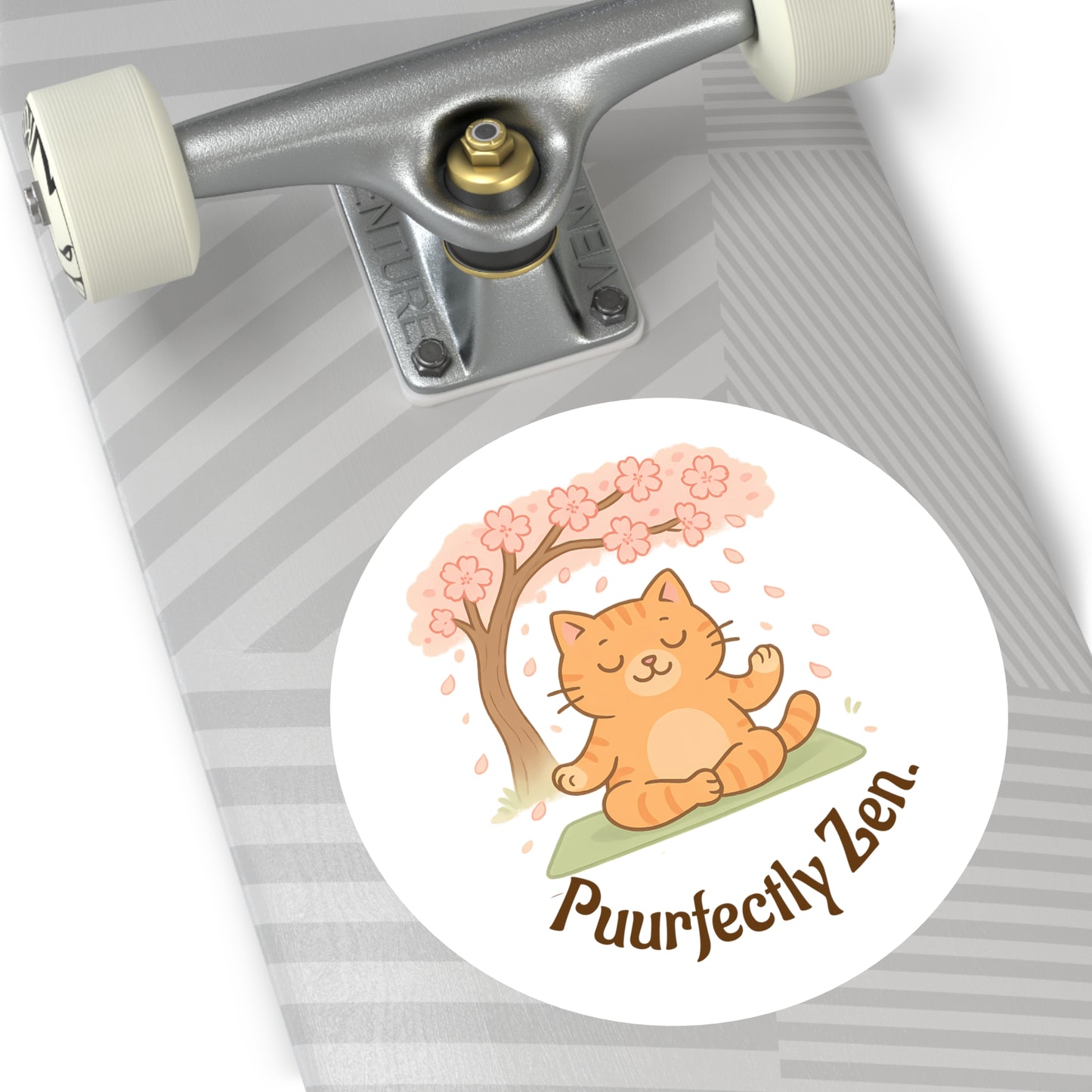 Puurfectly Zen Round Stickers for Cat Lovers - Indoor/Outdoor