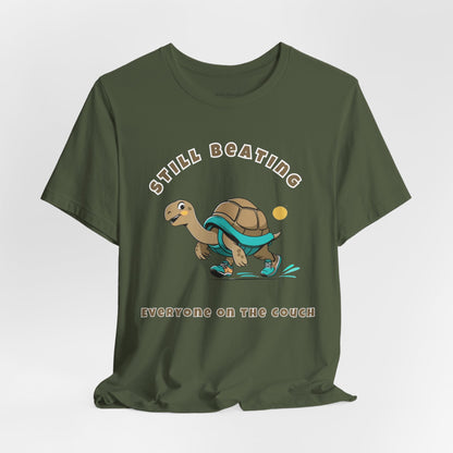 Still Beating Everyone on the Couch- Runner's Playful Turtle T-shirt