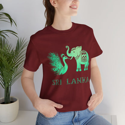 Sri Lanka Elephant & Peacock Graphic T-shirt