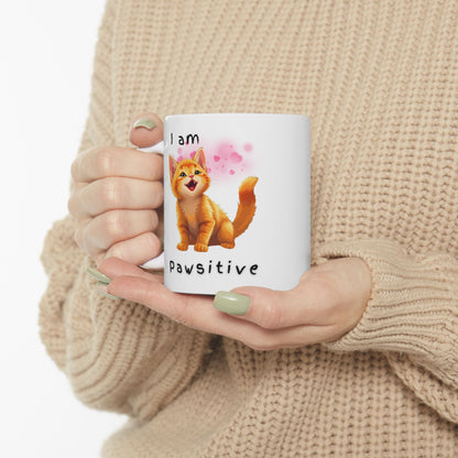 I am Pawsitive Cat Coffee Mug