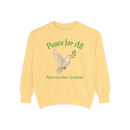 Peace for All Dove Sweatshirt | Inspirational Quote Pullover Promoting Kindness & Unity