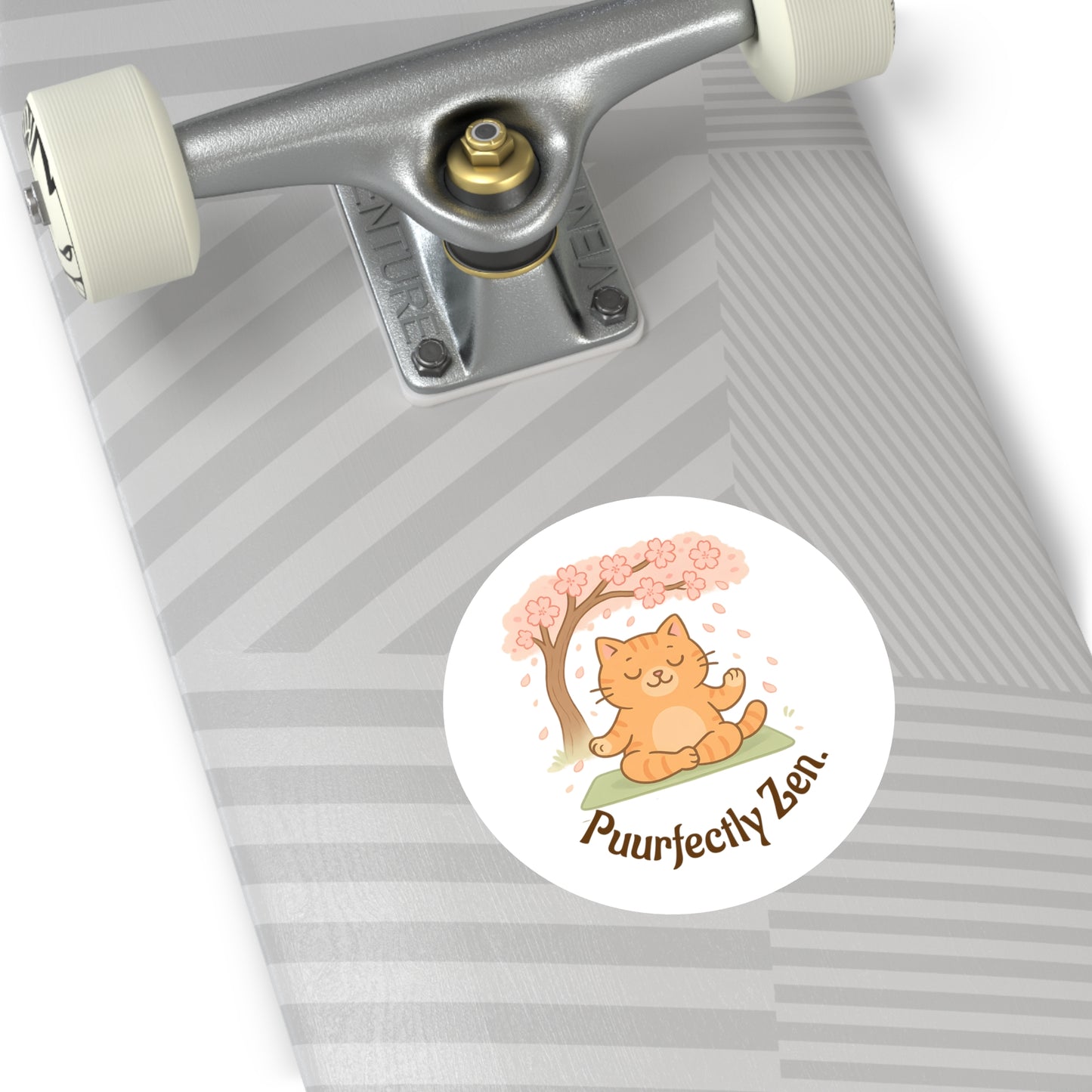 Puurfectly Zen Round Stickers for Cat Lovers - Indoor/Outdoor
