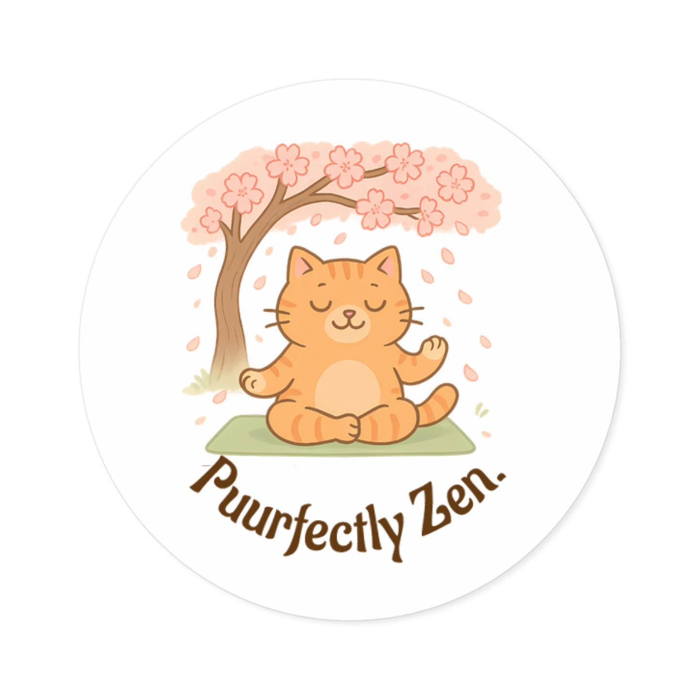 Puurfectly Zen Round Stickers for Cat Lovers - Indoor/Outdoor