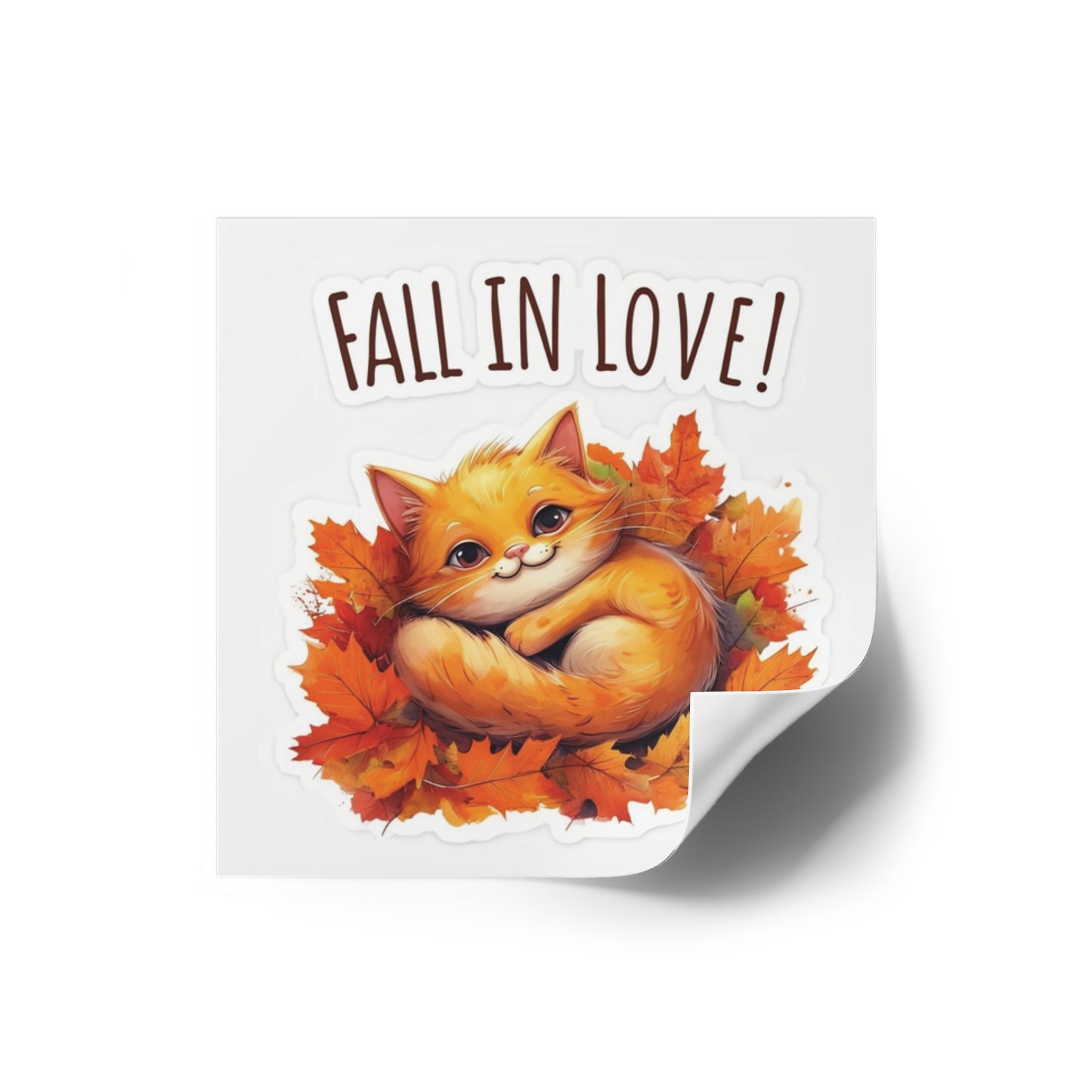 Orange Cat Fall-In-Love Stickers - Perfect for Autumn Decor