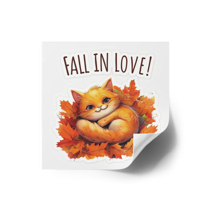 Orange Cat Fall-In-Love Stickers - Perfect for Autumn Decor