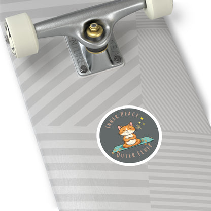 Yoga Cat Stickers, Inner Peace, Meditation Decor, Cat Lover Gift, Laptop Stickers, Whimsical Home Decor