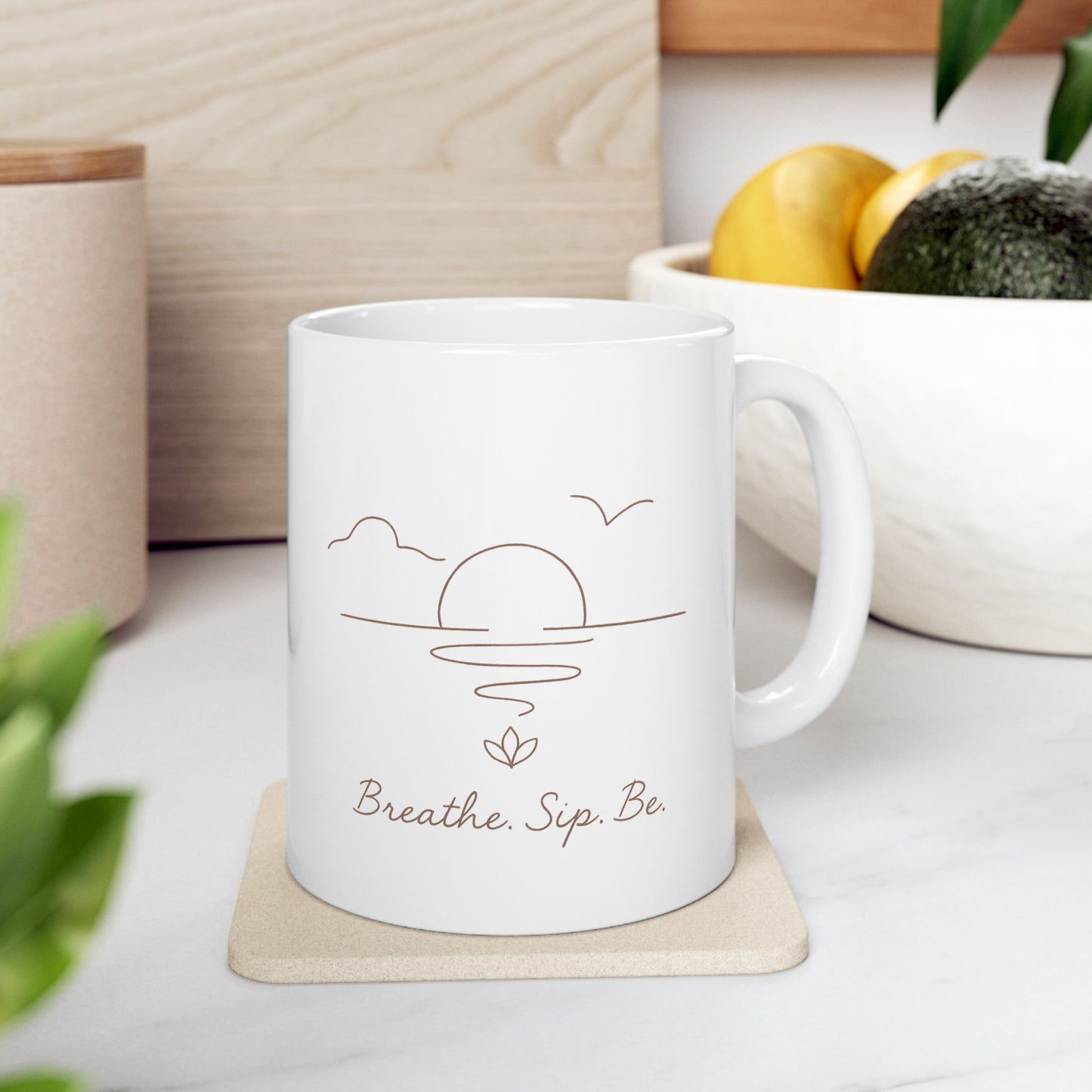 Breathe, Sip, Be  White Coffee/Tea Mug