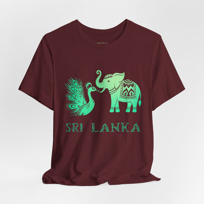 Sri Lanka Elephant & Peacock Graphic T-shirt