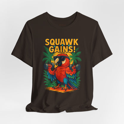 Squawk Gains Fitness Parrot T-shirt
