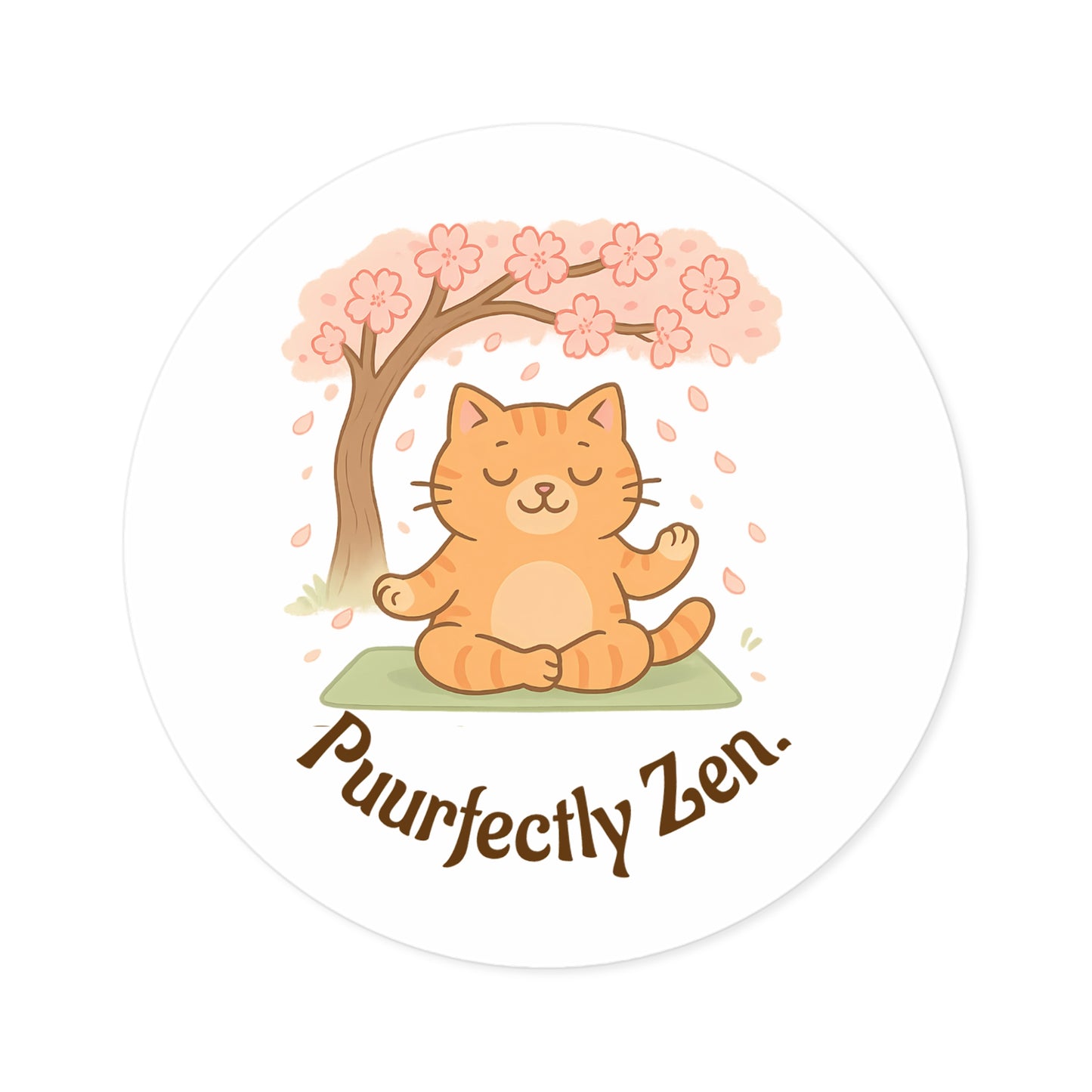Puurfectly Zen Round Stickers for Cat Lovers - Indoor/Outdoor