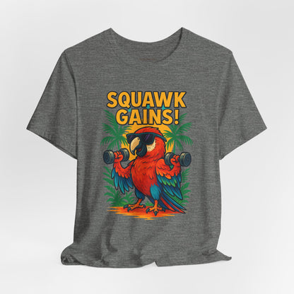 Squawk Gains Fitness Parrot T-shirt