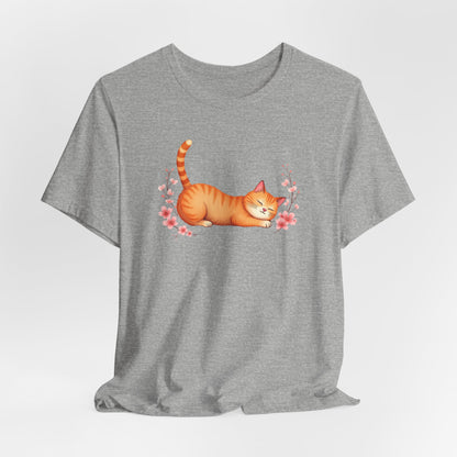Orange Cat Lovers Tee -Cat in a Relaxed Pose.