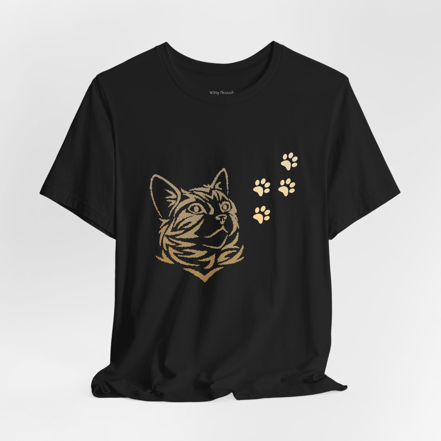 Cat with Paw Print Design T-shirt