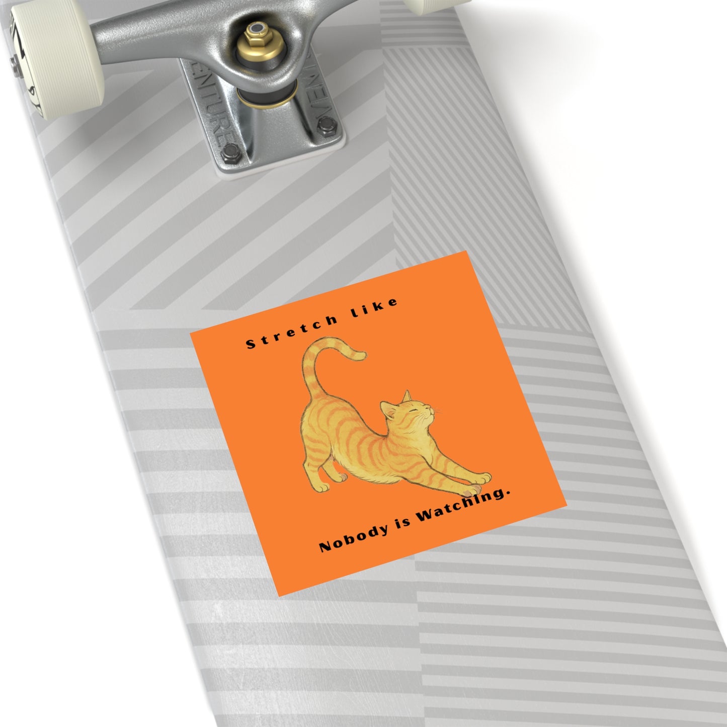 Cat Stretch Square Stickers - Fun Indoor/Outdoor Decals with Motivational Quote