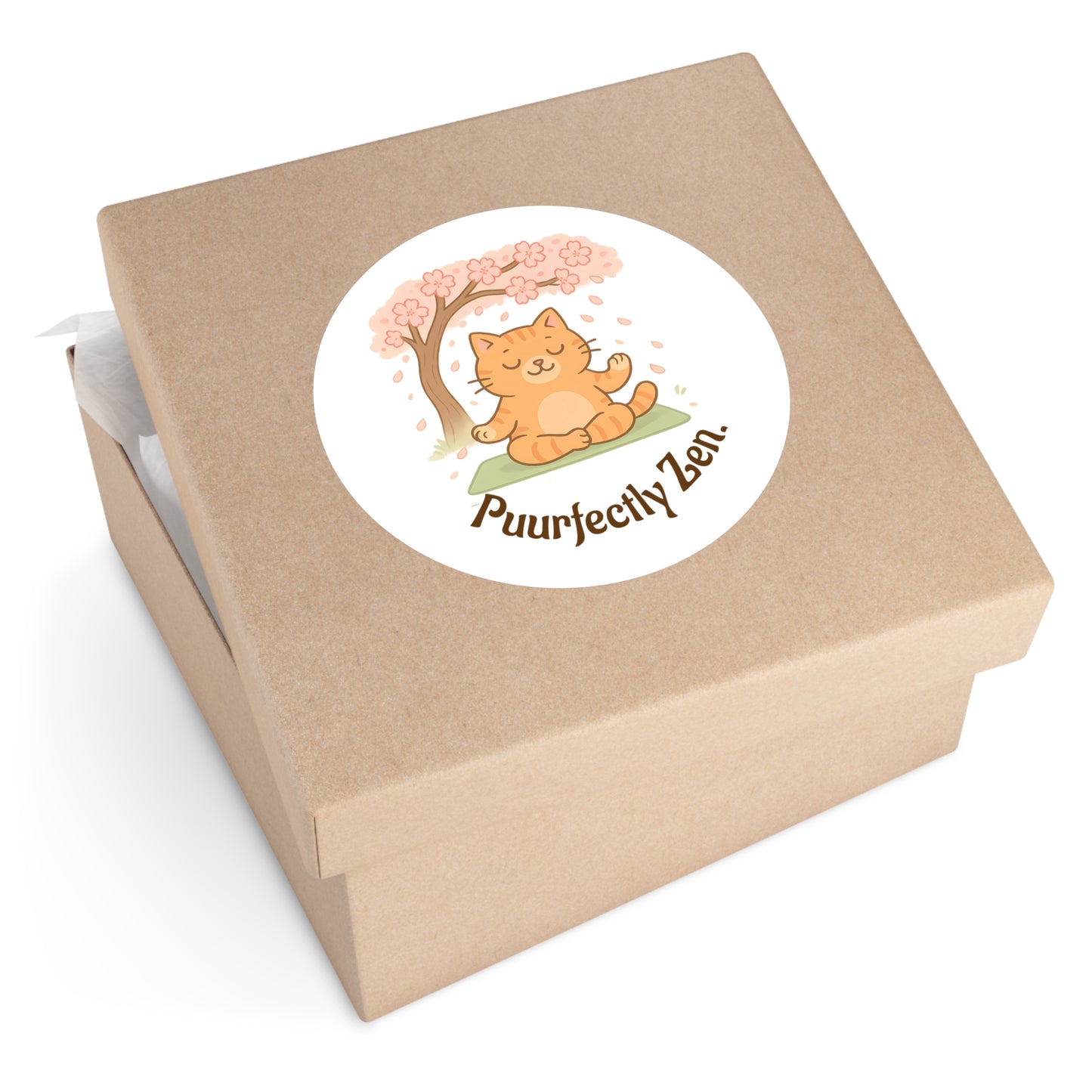 Puurfectly Zen Round Stickers for Cat Lovers - Indoor/Outdoor