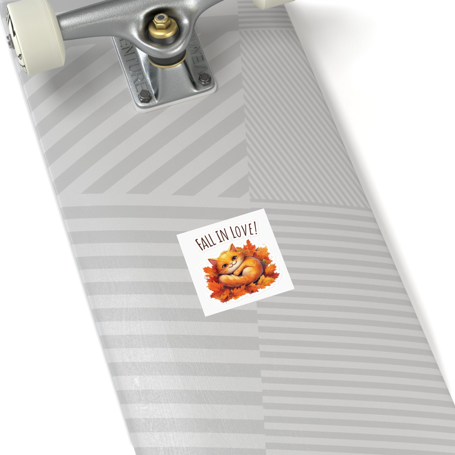 Orange Cat Fall-In-Love Stickers - Perfect for Autumn Decor